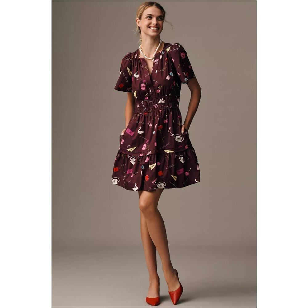 Anthropologie Somerset Puff-Sleeve Mini Dress. Size M. Ret $148. 100% Cotton